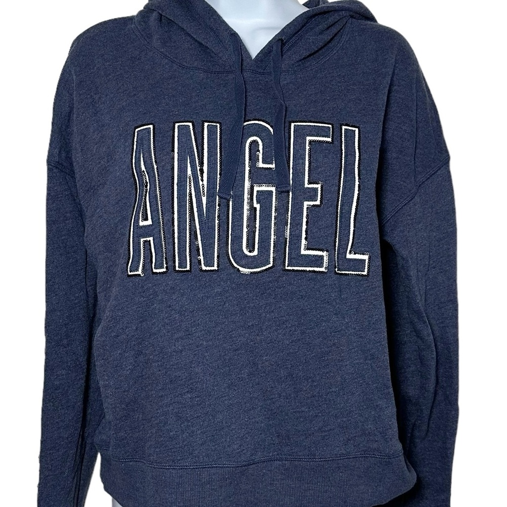 Victoria's Secret Angel Large Blue Sequin Y2K Hoodie Pullover